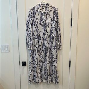 Vintage Stanley Sherman dress white blue bamboo pattern